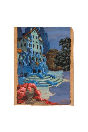 C. Di Ronco (Scuola italiana del XX secolo) - Notturno con villa