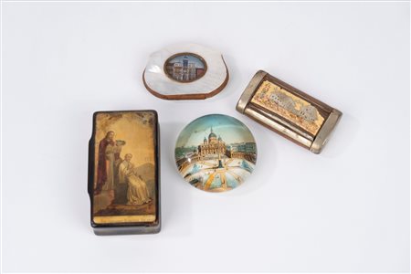 Lotto composto da due scatoline, un portamonete e un presse papier