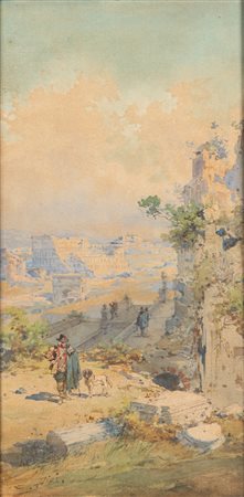 Enrico Risi (Sant'Elia Fiumerapido 1856 - 1916)  - Veduta del Colosseo da villa Celimontana
