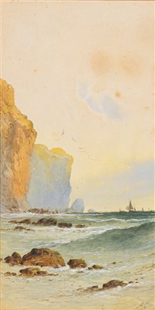 Scuola europea, secolo XIX - Scogliere e vele