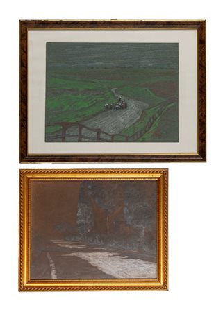 Pietro D'Achiardi (Pisa 1879 - Roma 1940)  - Coppia di disegni con strade di campagna