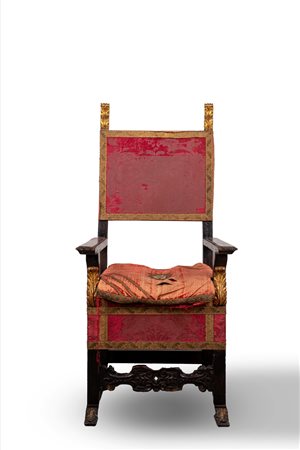 Grande seggiolone in stile neorinascimentale, secolo XIX