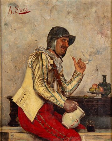 Alessandro Sani (Firenze 1856 - 1927)  - Soldato all'osteria