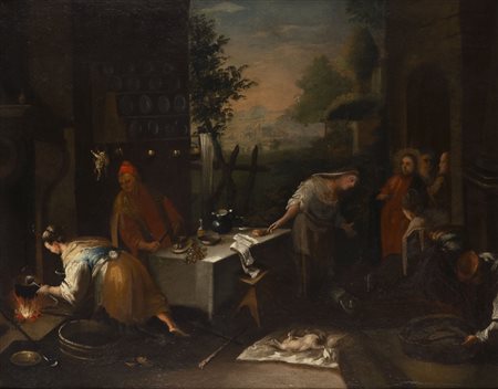Seguace dei Bassano - Cristo in casa di Maria e Marta