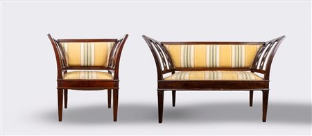 Lotto composto da un divanetto e una poltrona, secolo XIX