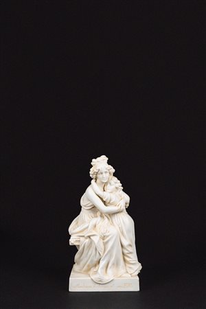 Gruppo scultoreo in biscuit raffigurante Madame Le Brun con la figlia, inizi secolo XX
