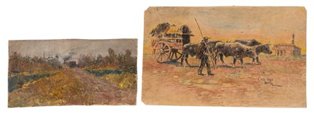 Filippo Mola (Civitavecchia 1849 - Brescia 1918)  - Due vedute di paesaggi del Cile, una raffigurante Concepcion, 1893