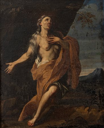 Scuola italiana, secolo XVIII - Maddalena penitente in un paesaggio