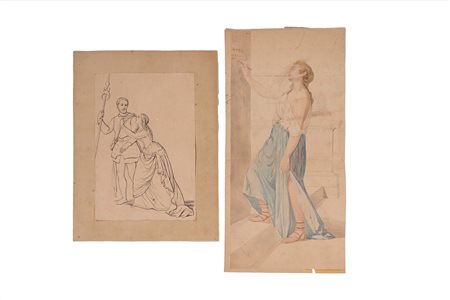 Scuola italiana del XIX secolo - Lotto di due studi accademici