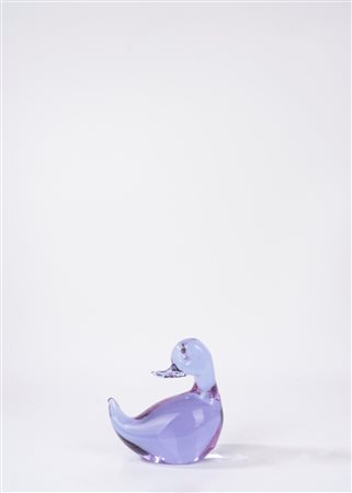 Papera in vetro di Murano lilla, Licio Zanetti