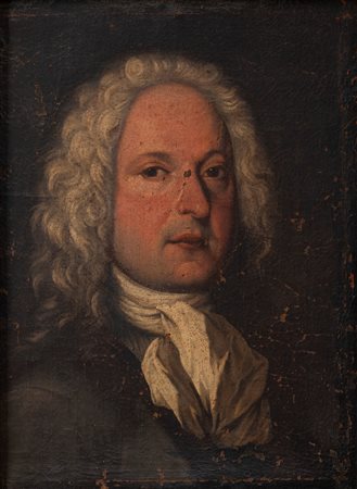 Scuola italiana, secolo XVIII - Ritratto di gentiluomo con parrucca bianca