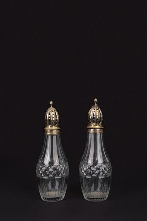 Coppia di spargizucchero in cristallo e argento, Russia secolo XIX
