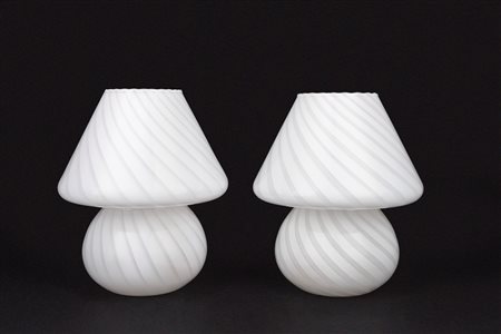 Coppia di lampade a fungo in vetro di Murano