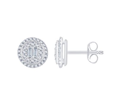 ORECCHINI IN STILE BOTTONE IN ORO 18K CON DIAMANTI - 338 18K LG