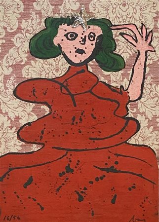 ENRICO BAJ, Femme aux paillettes