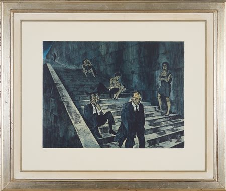 ALBERTO SUGHI, Senza titolo (scena notturna con scalinata)