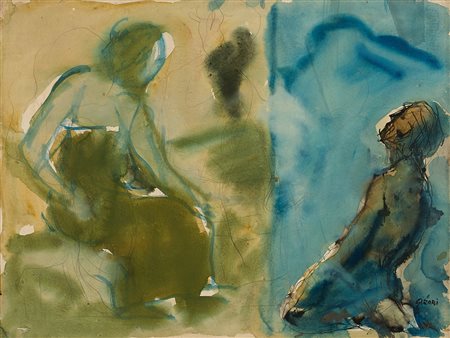 MARIO SIRONI, Senza titolo (Due figure)