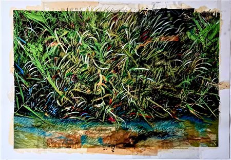 MAURIZIO PILO', Paesaggio verde e oro ( Memorie di un argine)