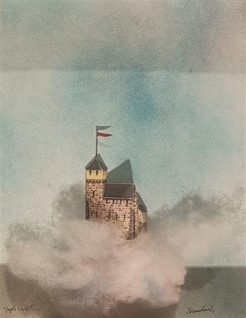 BONOMI CORRADO Novara (No) 1956 Progetto e castello Mista e collage su carta...