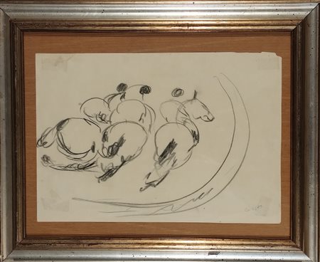 CESETTI GIUSEPPE Tuscania (Vt) 1902 Cavalli al galoppo Disegno a matita su...