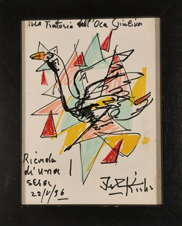 KODRA IBRAHIM Ishëm (Albania) 1918 Oca giuliva 1996 Pennafeltro su cartone...