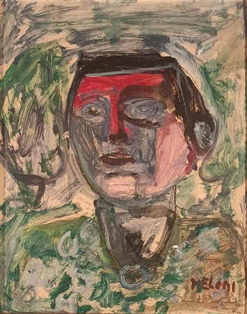 MELONI GINO Varese (Va) 1905 Testa di uomo 1957 Tempera su cartone...