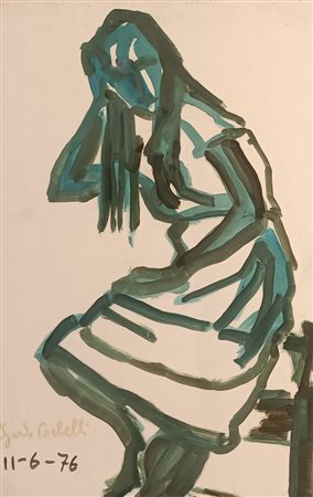 CORBELLI EDGARDO Torino (To) 1918 Figura 1976 Tempera su cartoncino...