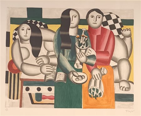 LEGER FERNAND Argentan (Francia) 1881 Les Femmes Au Bouquet 1960 Litografia a...
