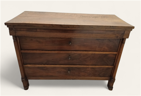 CASSETTONE IMPERO IN NOCE A COLONNE INTERE CON SCANALATURE RIPRESE ALLA BASE...