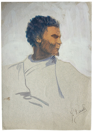 BUSTO MASCHILE - TECNICA MISTA SU CARTA CM. 25X17,2 FIRMATO IN BASSO A DESTRA...