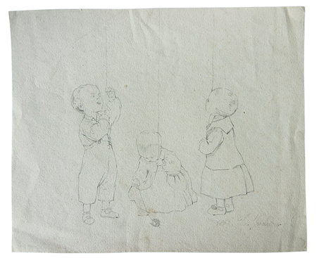 DOMENICO INDUNO (1815-1878) GIOCHI DI BAMBINI - MATITA SU CARTA CM. 19X23...