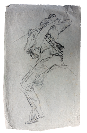 STUDIO PER SOLDATO A CAVALLO - MATITA GRASSA SU CARTA SOTTILE CM. 31,5X20 -...