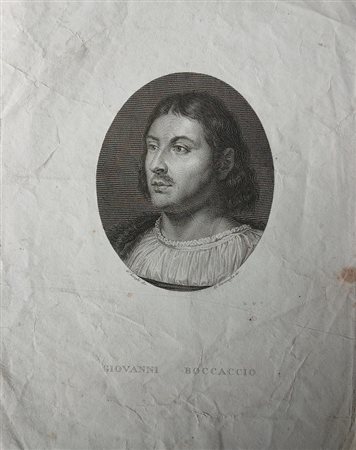 RITRATTO DI GIOVANNI BOCCACCIO - LITOGRAFIA CM. 25,2X20 FIRMATA - XIX SECOLO...