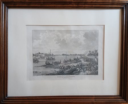 DUPLESSI-BERTAUX (XIX) - PASSAGE DU PO DEVANT PLAISANCE - ACQUAFORTE...