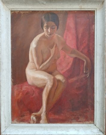 CARLO ROMAGNOLI (1888-1965) - NUDO FEMMINILE - OLIO SU TELA CM. 76X57 FIRMATO...