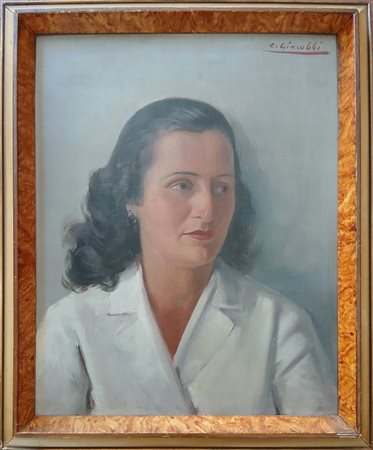 ERNESTO GIACOBBI (1891-1964) - RITRATTO FEMMINILE - OLIO SU TAVOLA CM.50X40...