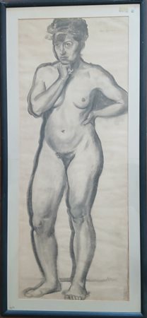 COPPIA DI NUDI FEMMINILE E MASCHILE 1932 - CARBONCINO SU CARTA CM.160X70 DI...