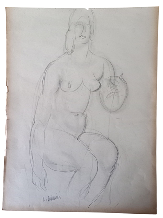 CRISTOFORO DE AMICIS (1902-1987) - NUDO - MATITA SU CARTA CM.56X42 FIRMATO IN...