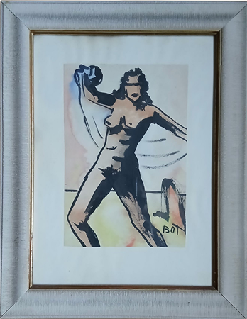 NUDO FEMMINILE - TECNICA MISTA SU CARTA CM.24X16 FIRMATO BOT IN BASSO A...