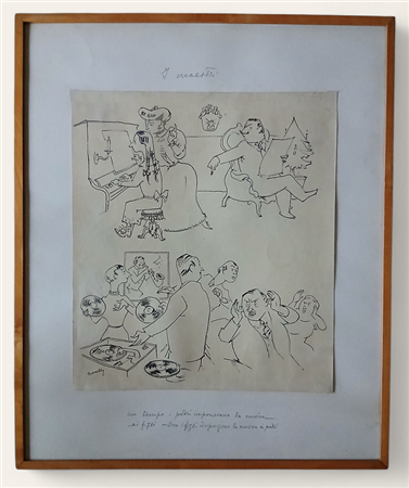 GIUSEPPE NOVELLO (1897-1988) - I MAESTRI - CHINA SU CARTA CM.41X36 FIRMATO -...