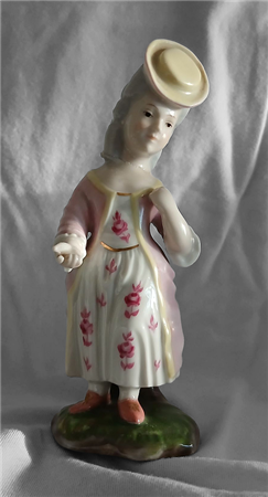 MANIFATTURA HÖCHST - DAMINA IN PORCELLANA POLICROMA H.CM.12 - RECA MARCHIO...