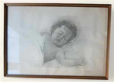 FRANCESCO MESSINA (1900-1995) BAMBINO ADDORMENTATO - LITOGRAFIA CM.50X70...