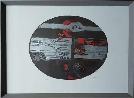 GUSTAVO FOPPIANI (1925-1986) SENZA TITOLO - LITOGRAFIA A COLORI CM.50X70 ES....