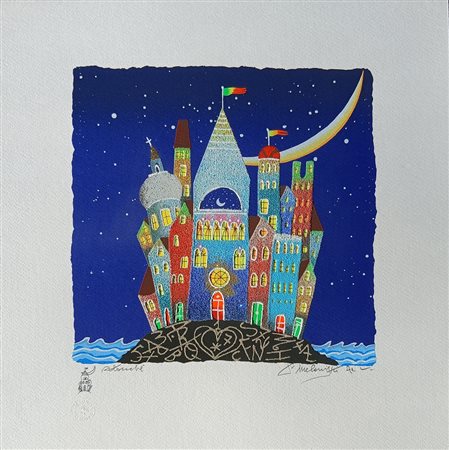 MELONISKI (1943) SENZA TITOLO - RETOUCHE' MATERICO SU CARTA CM.35X35 FIRMATO...