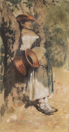 Arnaldo Ferraguti (Ferrara 1862 - Forlì 1925) - "La ciociara" pastello su...