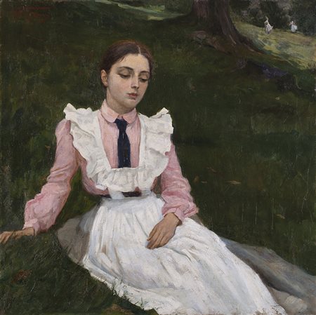 Vincenzo De Stefani (Verona 1859 - Venezia 1937) - "Semplicità" olio su tela...