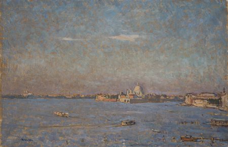 Giuseppe Novello (Codogno 1897 - 1988) - "Venezia. Bacino di San Marco" olio...