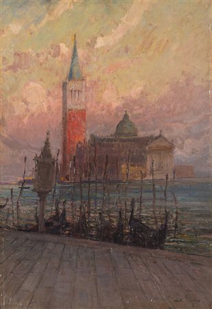 Alessandro Lupo (Torino 1876 - 1953) - "San Giorgio Maggiore" olio su cartone...