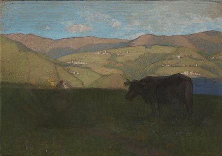 Giovanni Sottocornola (Milano 1855 - 1917) - "Paesaggio montano" pastello su...