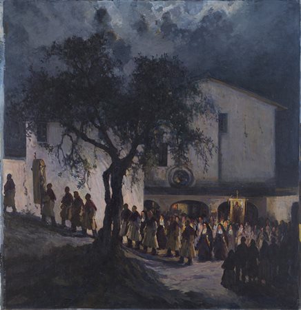 Antonio Discovolo (Bologna 1874 - Bonassola 1956) - "Processione in...